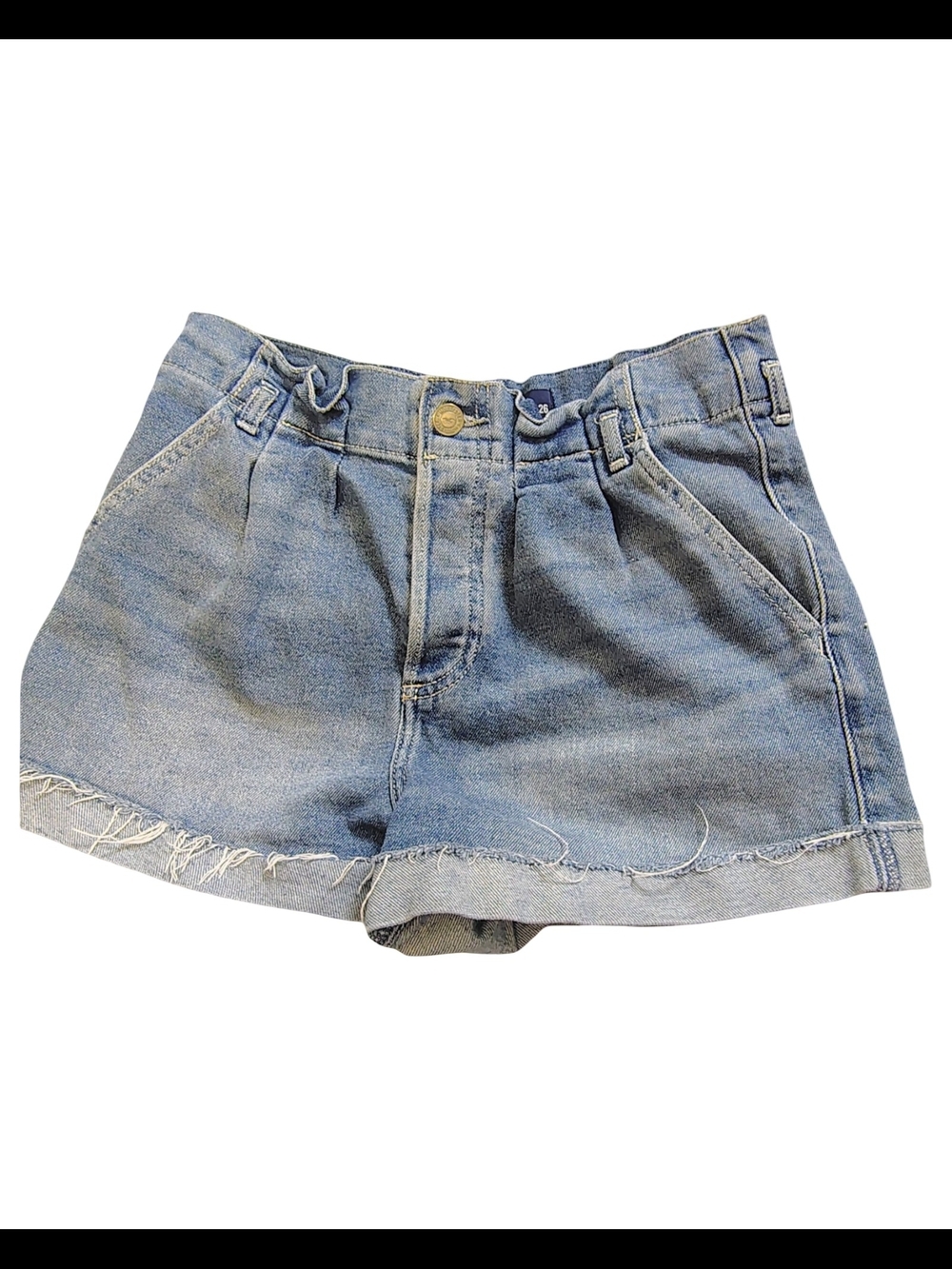 Hollister Light Blue High-Rise Frayed Hem Denim Shorts 26" Waist